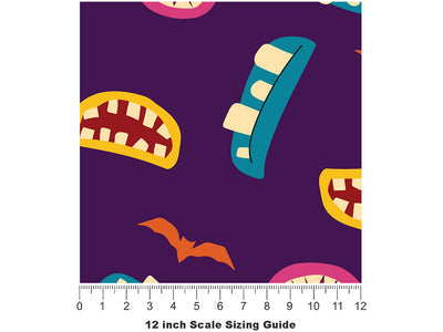 Terrible Teeth Halloween Vinyl Film Pattern Size 12 inch Scale~Rwraps Terrible Teeth Halloween Sizing Chart~2