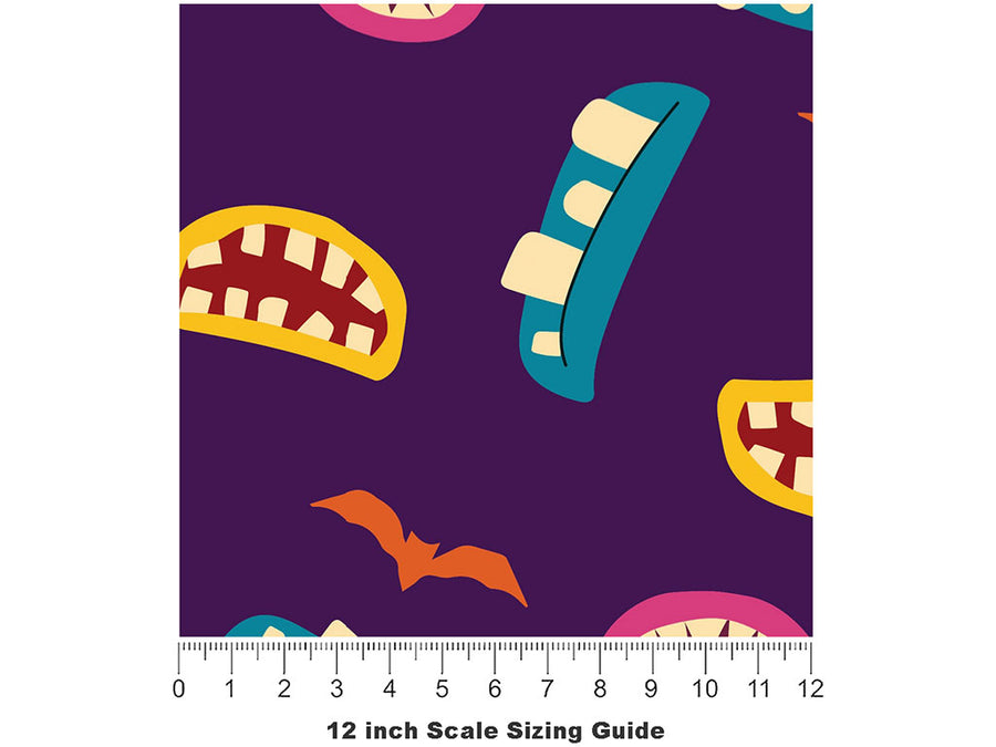 Terrible Teeth Halloween Vinyl Film Pattern Size 12 inch Scale~Rwraps Terrible Teeth Halloween Sizing Chart~2