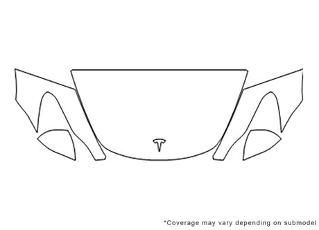 model 3 3M Clear Bra Hood Precut PPF Diagram