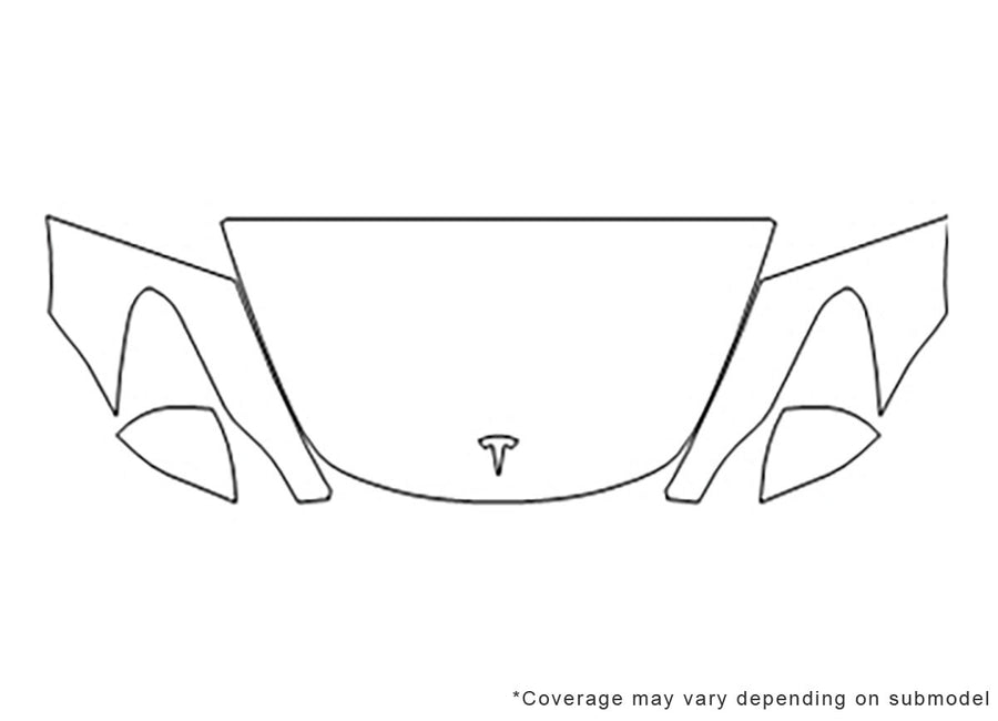 model 3 Avery Dennison Clear Bra Hood Precut PPF Diagram