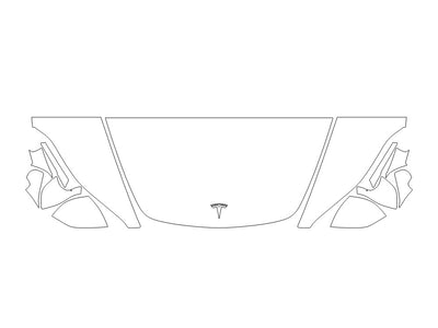 model 3 3M Clear Bra Hood Precut PPF Diagram