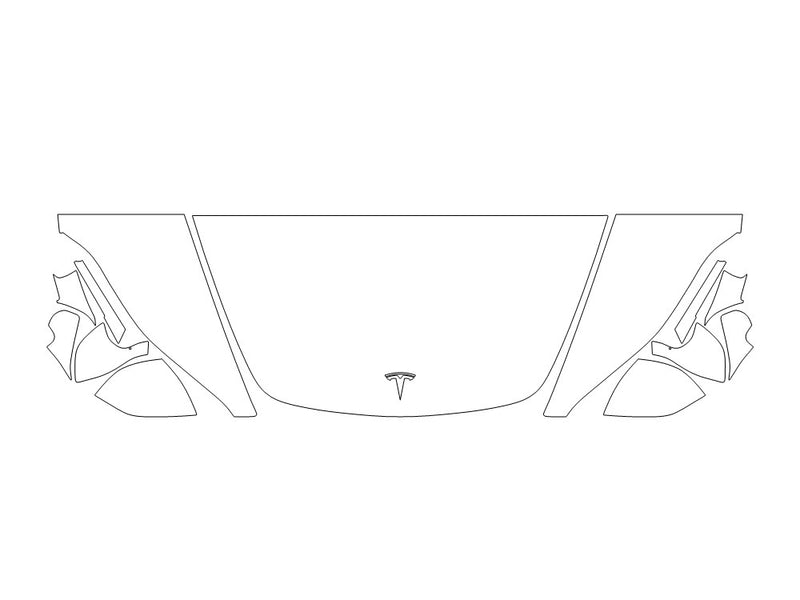 model 3 Avery Dennison Clear Bra Hood Precut PPF Diagram