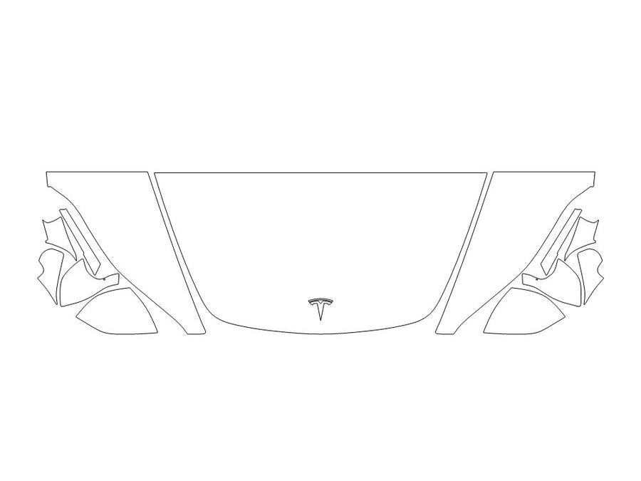 model 3 Avery Dennison Clear Bra Hood Precut PPF Diagram