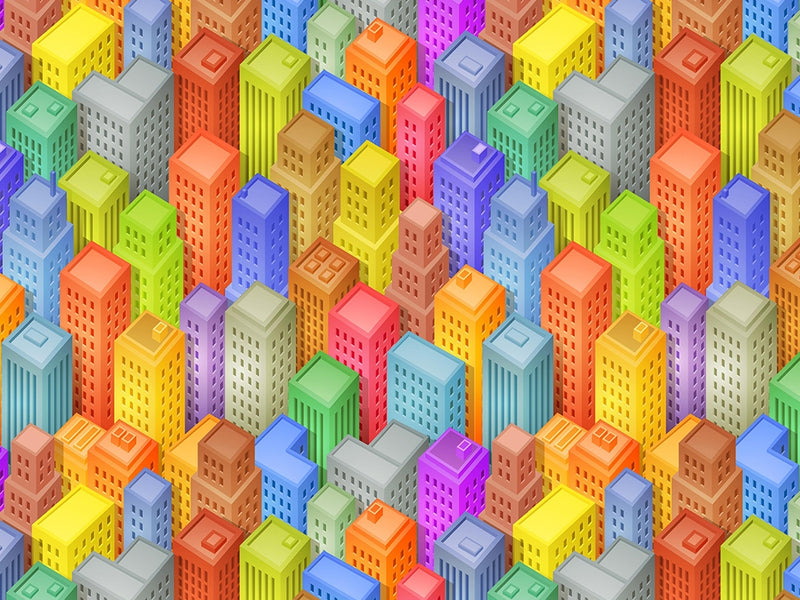 Tetris Towers Cityscape Vinyl Wrap Pattern~Rwraps Series 914 Digitally Printed Vinyl Wrap~0