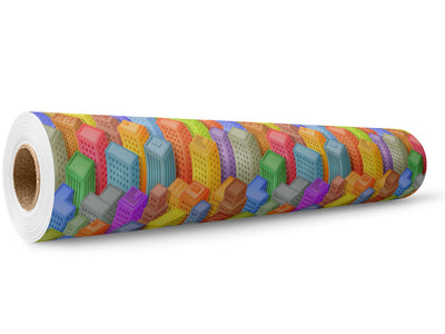 Tetris Towers Cityscape Wrap Film Wholesale Roll~Rwraps Series 914 Digitally Printed Vinyl Roll~5