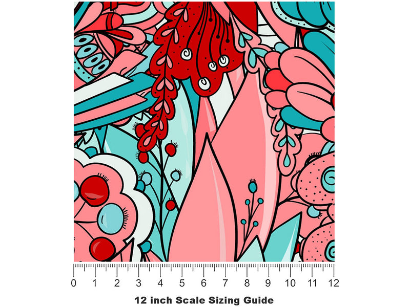 The Fever Floral Vinyl Film Pattern Size 12 inch Scale~Rwraps The Fever Floral Sizing Chart~2