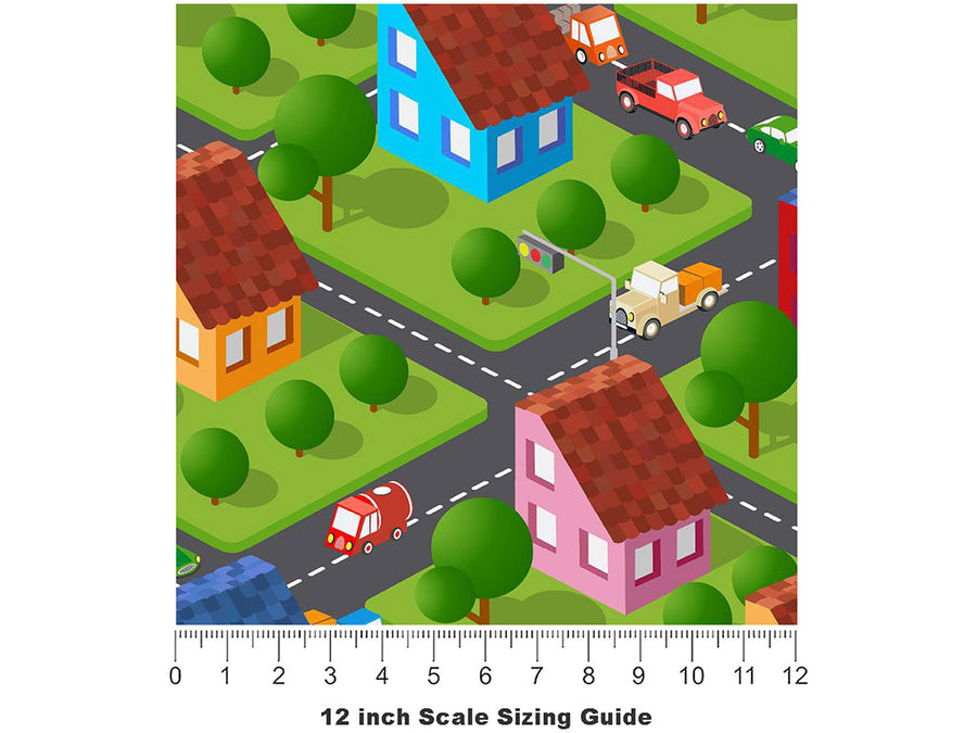 The Way Home Cityscape Vinyl Film Pattern Size 12 inch Scale~Rwraps The Way Home Cityscape Sizing Chart~3