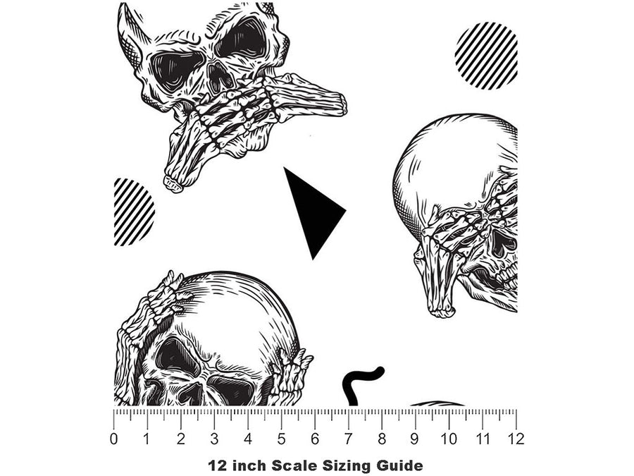 Three Monkeys Halloween Vinyl Film Pattern Size 12 inch Scale~Rwraps Three Monkeys Halloween Sizing Chart~2