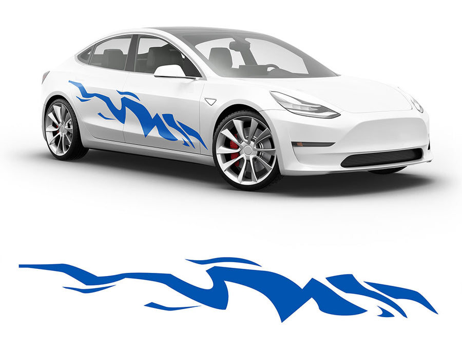 3M Azure Blue Tiger Bolt Body Graphic~Full Side Auto Decal Kit~0