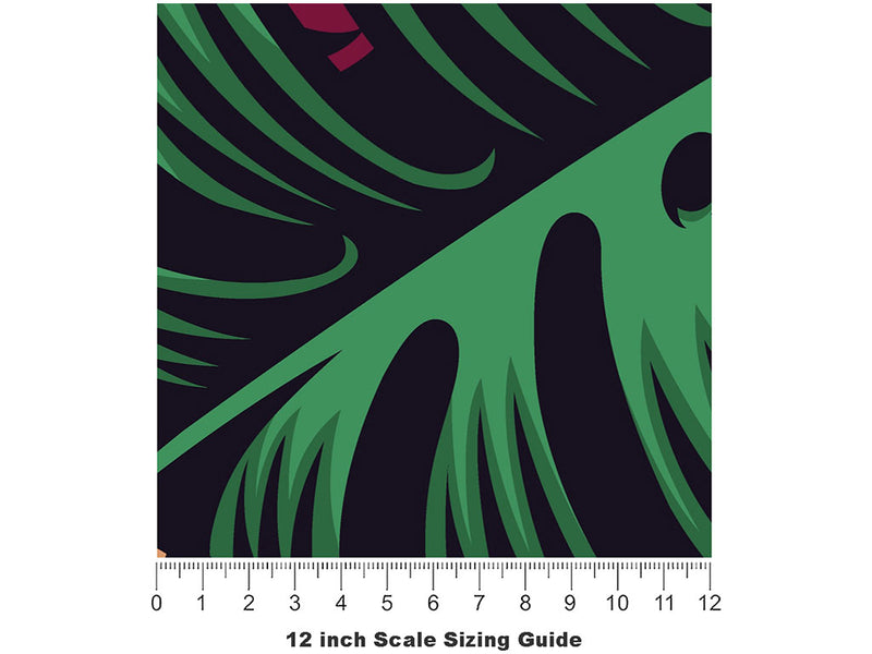Tiki Time Floral Vinyl Film Pattern Size 12 inch Scale~Rwraps Tiki Time Floral Sizing Chart~2