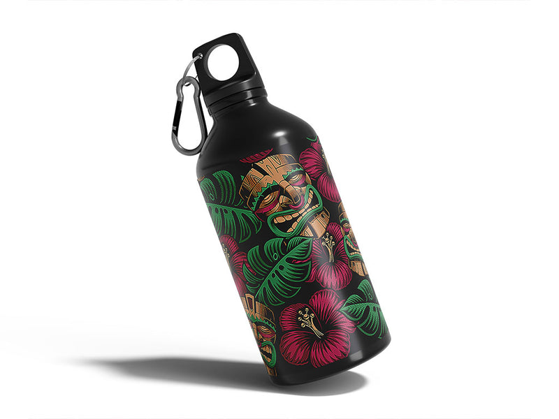 tiki time floral Water Bottle DIY Stickers