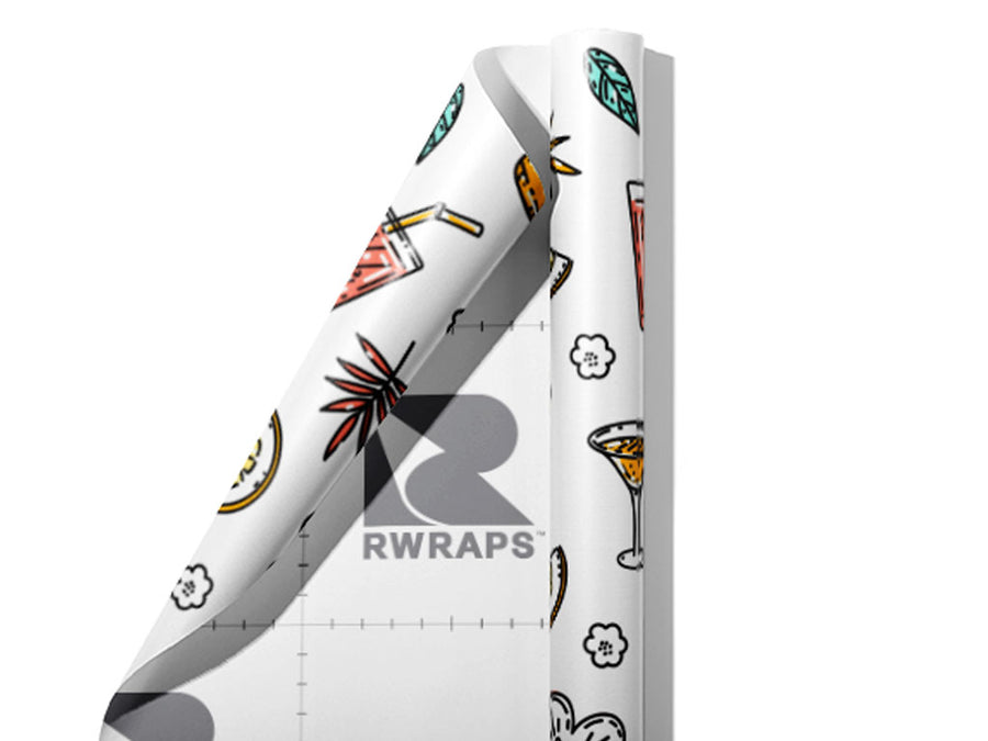 Tipsy Tropics Alcohol Wrap Film Sheets~Rwraps Series 914 Tipsy Tropics Alcohol Scrolled Sheet~3