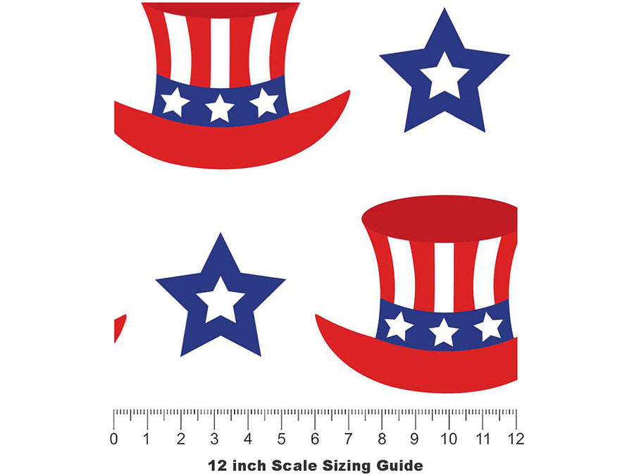 Top Hat Americana Vinyl Film Pattern Size 12 inch Scale~Rwraps Top Hat Americana Sizing Chart~3