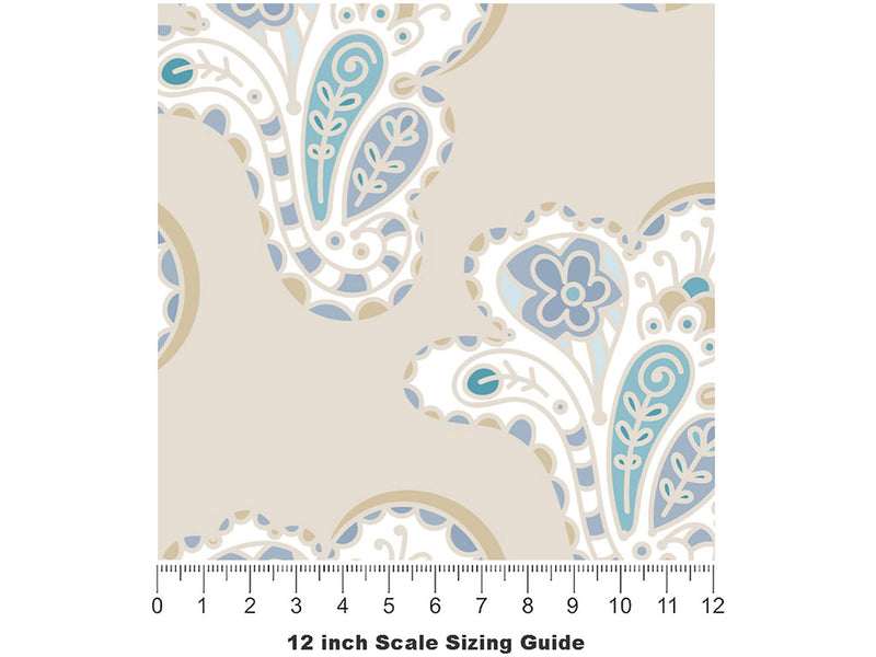 Total Whiteout Paisley Vinyl Film Pattern Size 12 inch Scale~Rwraps Total Whiteout Paisley Sizing Chart~2