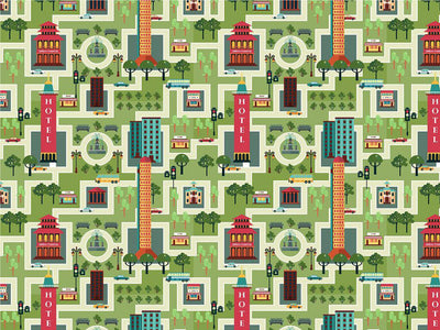 Tourist Town Cityscape Vinyl Wrap Pattern~Rwraps Series 914 Digitally Printed Vinyl Wrap~0