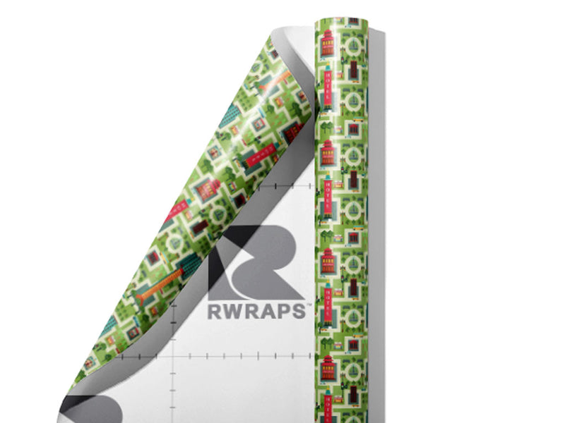 Tourist Town Cityscape Wrap Film Sheets~Rwraps Series 914 Tourist Town Cityscape Scrolled Sheet~4