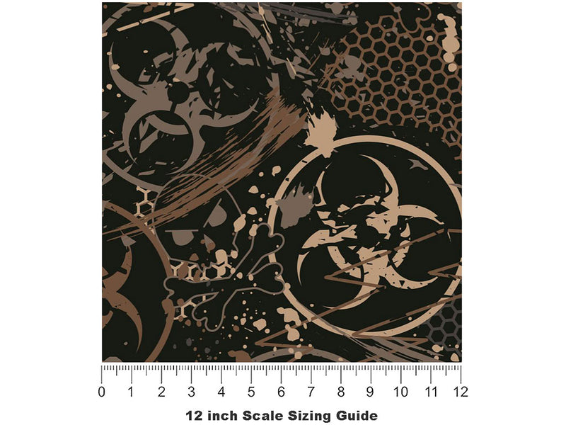Toxic Brown Graffiti Vinyl Film Pattern Size 12 inch Scale~Rwraps Toxic Brown Graffiti Sizing Chart~3