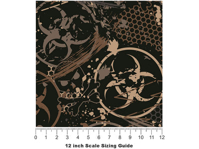 Toxic Brown Graffiti Vinyl Film Pattern Size 12 inch Scale~Rwraps Toxic Brown Graffiti Sizing Chart~3