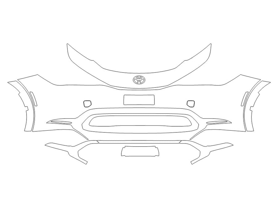 prius 3M Clear Bra Bumper Precut PPF Diagram