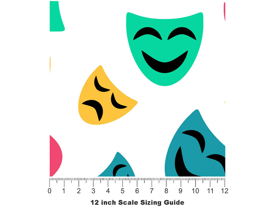 Tragedy and Comedy Movie Vinyl Film Pattern Size 12 inch Scale~Rwraps Tragedy and Comedy Movie Sizing Chart~2