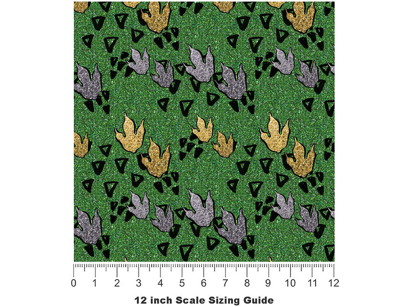 Triassic Tracks Dinosaur Vinyl Film Pattern Size 12 inch Scale~Rwraps Triassic Tracks Dinosaur Sizing Chart~2