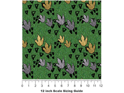 Triassic Tracks Dinosaur Vinyl Film Pattern Size 12 inch Scale~Rwraps Triassic Tracks Dinosaur Sizing Chart~2