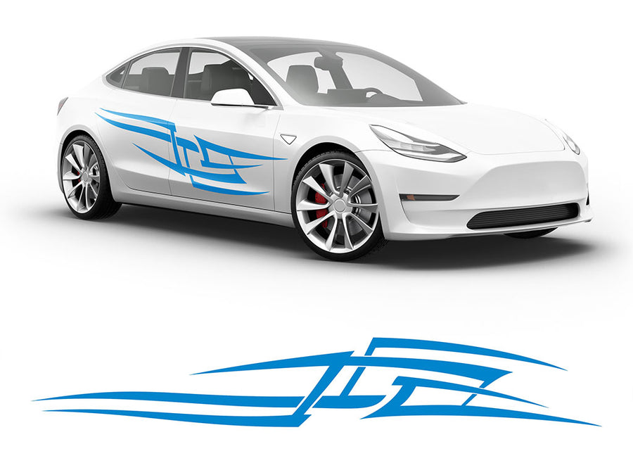 3M Light Blue Tribal Tattoo Body Graphic~Full Side Auto Decal Kit~0