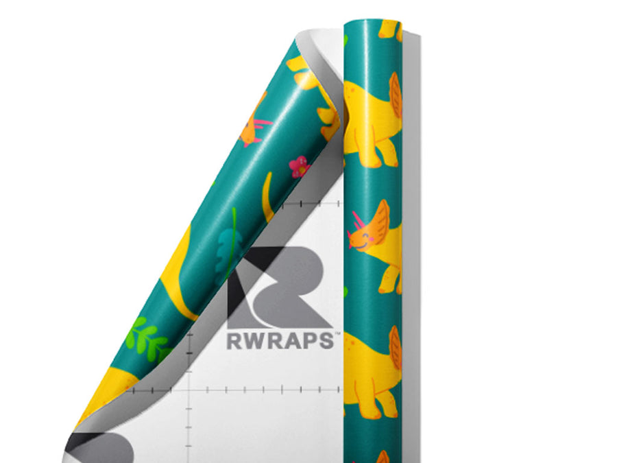 Triceratops Contentment Dinosaur Wrap Film Sheets~Rwraps Series 914 Triceratops Contentment Dinosaur Scrolled Sheet~3