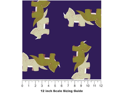 Triceratops Geometry Dinosaur Vinyl Film Pattern Size 12 inch Scale~Rwraps Triceratops Geometry Dinosaur Sizing Chart~2