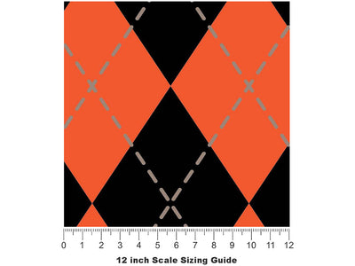 Trick-or-Treat  Argyle Vinyl Film Pattern Size 12 inch Scale~Rwraps Trick-or-Treat  Argyle Sizing Chart~2