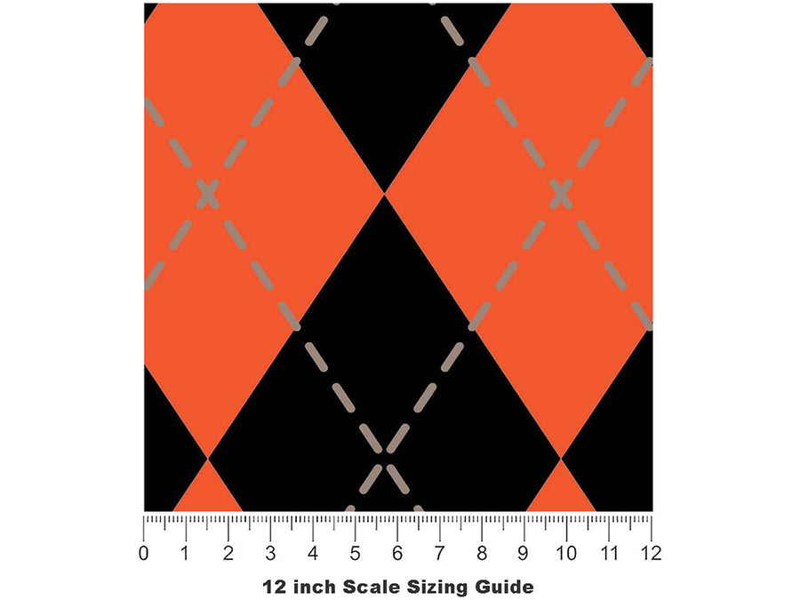 Trick-or-Treat  Argyle Vinyl Film Pattern Size 12 inch Scale~Rwraps Trick-or-Treat  Argyle Sizing Chart~2