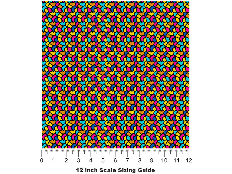 Tumbling Down Mosaic Vinyl Film Pattern Size 12 inch Scale~Rwraps Tumbling Down Mosaic Sizing Chart~2