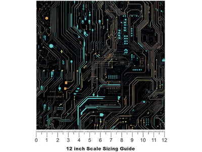 Turquoise Terabyte Technology Vinyl Film Pattern Size 12 inch Scale~Rwraps Turquoise Terabyte Technology Sizing Chart~3