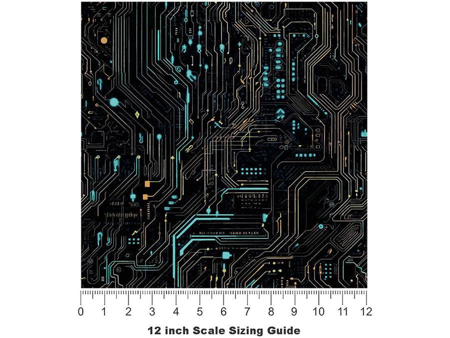 Turquoise Terabyte Technology Vinyl Film Pattern Size 12 inch Scale~Rwraps Turquoise Terabyte Technology Sizing Chart~3
