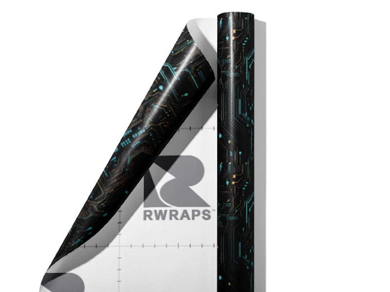 Turquoise Terabyte Technology Wrap Film Sheets~Rwraps Series 914 Turquoise Terabyte Technology Scrolled Sheet~4