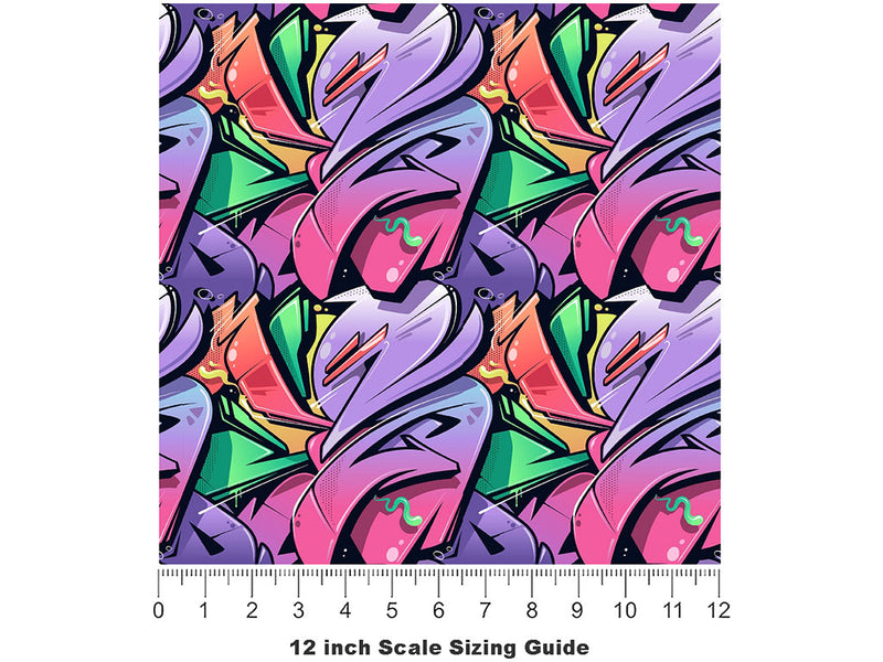Twisted Sister Graffiti Vinyl Film Pattern Size 12 inch Scale~Rwraps Twisted Sister Graffiti Sizing Chart~2