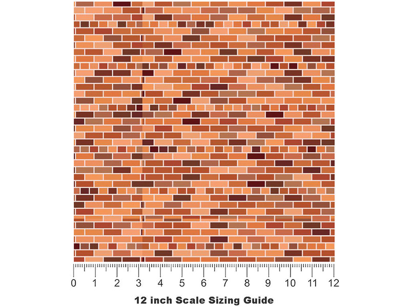 Umber  Brick Vinyl Film Pattern Size 12 inch Scale~Rwraps Umber  Brick Sizing Chart~3