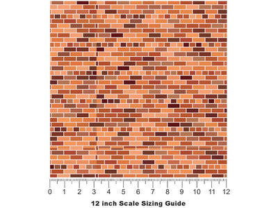 Umber  Brick Vinyl Film Pattern Size 12 inch Scale~Rwraps Umber  Brick Sizing Chart~3