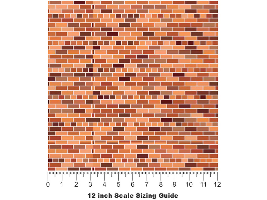 Umber  Brick Vinyl Film Pattern Size 12 inch Scale~Rwraps Umber  Brick Sizing Chart~3