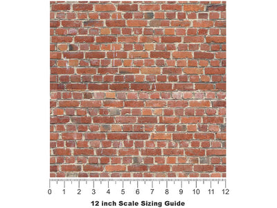 Umber  Brick Vinyl Film Pattern Size 12 inch Scale~Rwraps Umber  Brick Sizing Chart~3