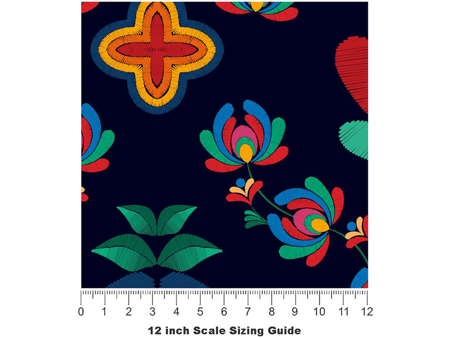 Understated Lotus Mandala Vinyl Film Pattern Size 12 inch Scale~Rwraps Understated Lotus Mandala Sizing Chart~2