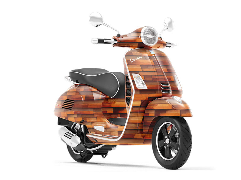 Uneven Chestnut Wooden Parquet Vespa Scooter Wrap Film