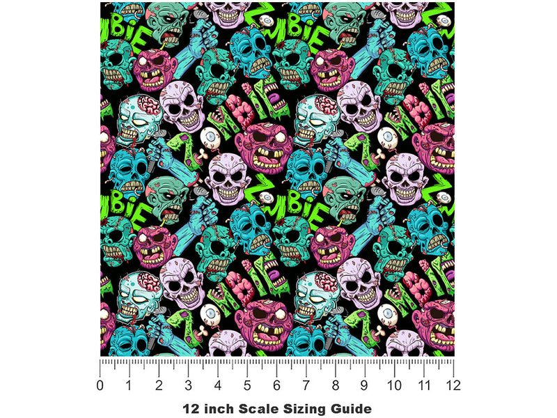 Unforgiving Dead Zombie Vinyl Film Pattern Size 12 inch Scale~Rwraps Unforgiving Dead Zombie Sizing Chart~2