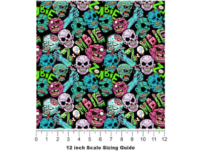 Unforgiving Dead Zombie Vinyl Film Pattern Size 12 inch Scale~Rwraps Unforgiving Dead Zombie Sizing Chart~2