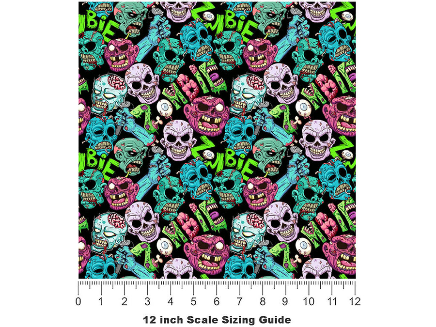 Unforgiving Dead Zombie Vinyl Film Pattern Size 12 inch Scale~Rwraps Unforgiving Dead Zombie Sizing Chart~2