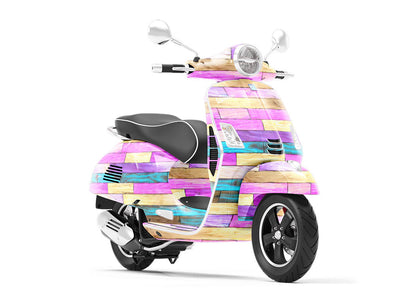Unicorn Rainbow Wooden Parquet Vespa Scooter Wrap Film