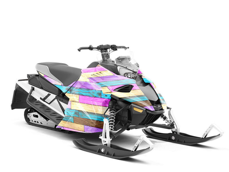 Unicorn Rainbow Wooden Parquet Custom Wrapped Snowmobile