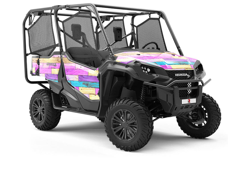 Unicorn Rainbow Wooden Parquet Utility Vehicle Vinyl Wrap