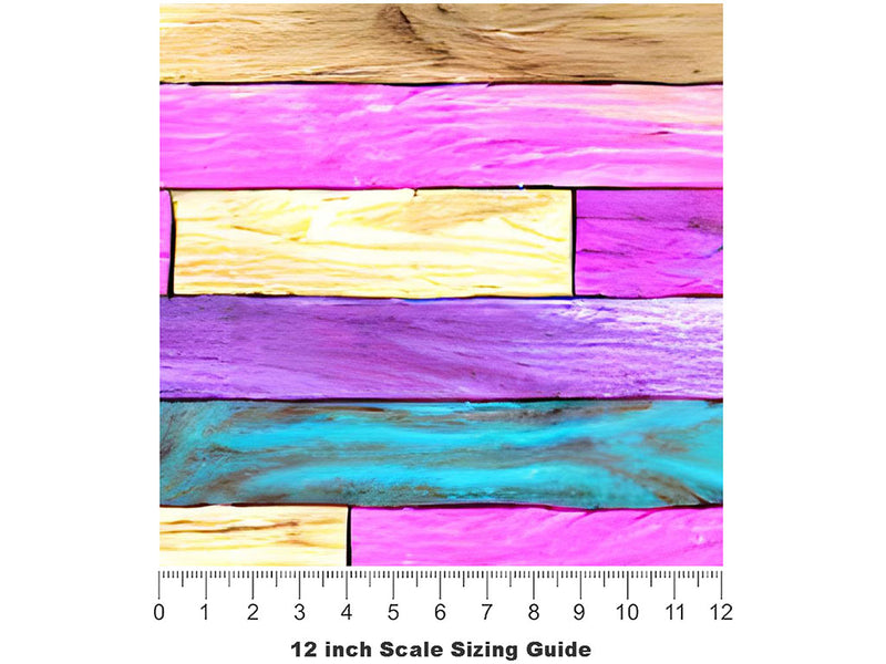 Unicorn Rainbow Wooden Parquet Vinyl Film Pattern Size 12 inch Scale~Rwraps Unicorn Rainbow Wooden Parquet Sizing Chart~3