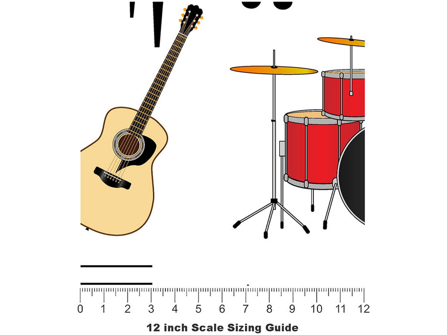 Unplugged Cover Music Vinyl Film Pattern Size 12 inch Scale~Rwraps Unplugged Cover Music Sizing Chart~2